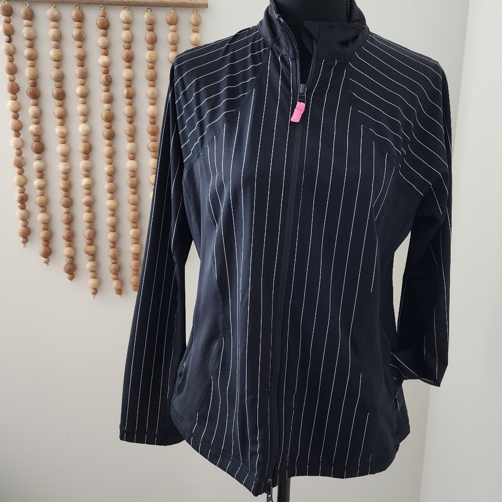 SOMA Active Striped Jacket Womens M Black and White